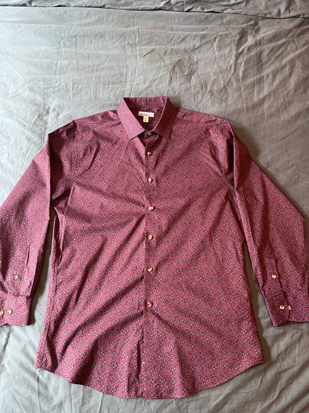 Bar III Men's Burgundy Floral Button-Down Shirt